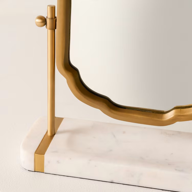 Antique Brass and Marble Vanity Mirror | Magnolia