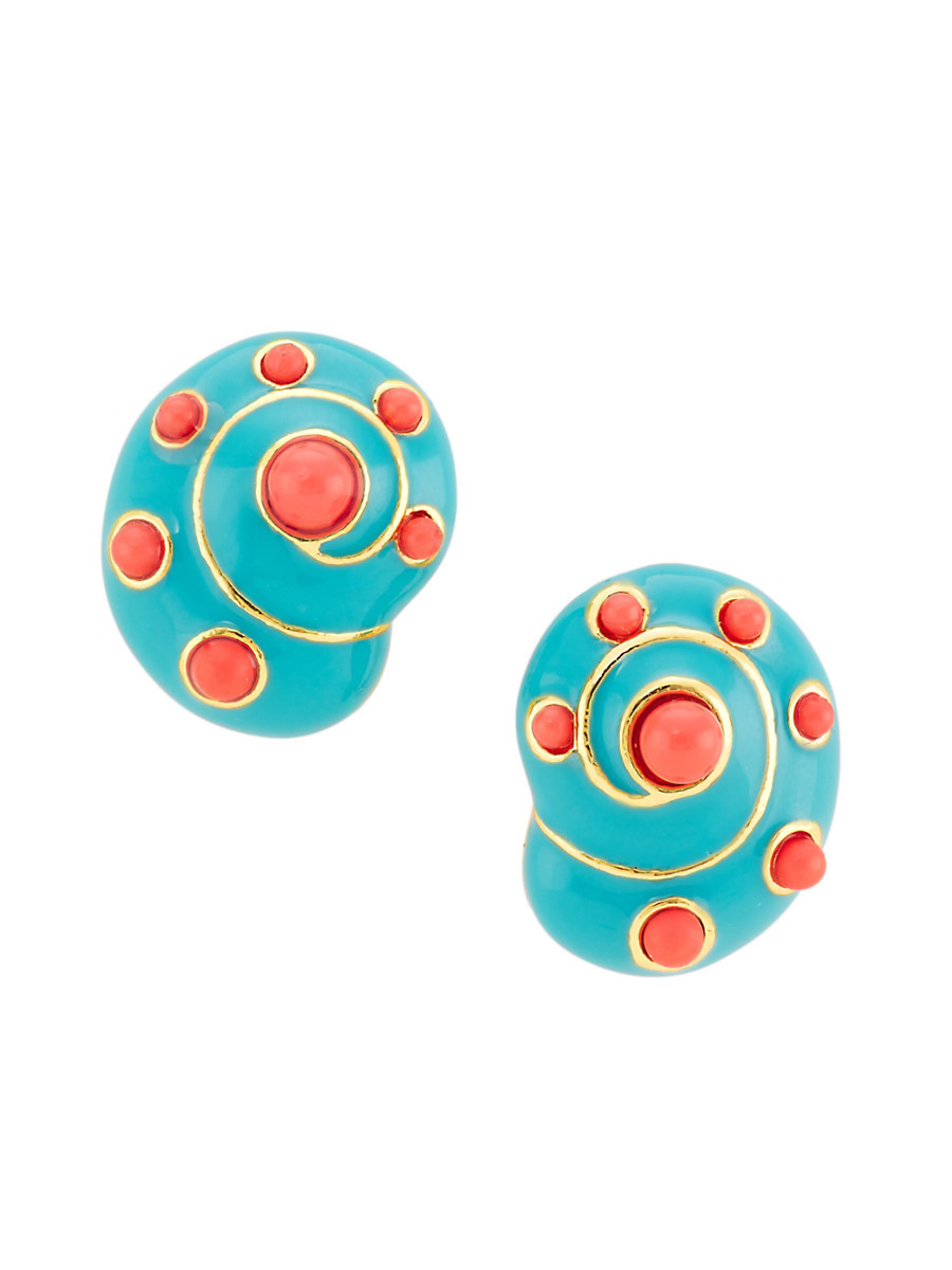 Women's Goldtone, Enamel & Resin Snail Clip-On Earrings - Turquoise Coral | Saks Fifth Avenue