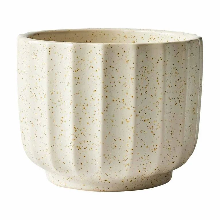 Better Homes & Gardens Jarrón Ceramic de Canalé Moteado de 4,5", Blanco Crema, 1 Pieza | Walmart (US)