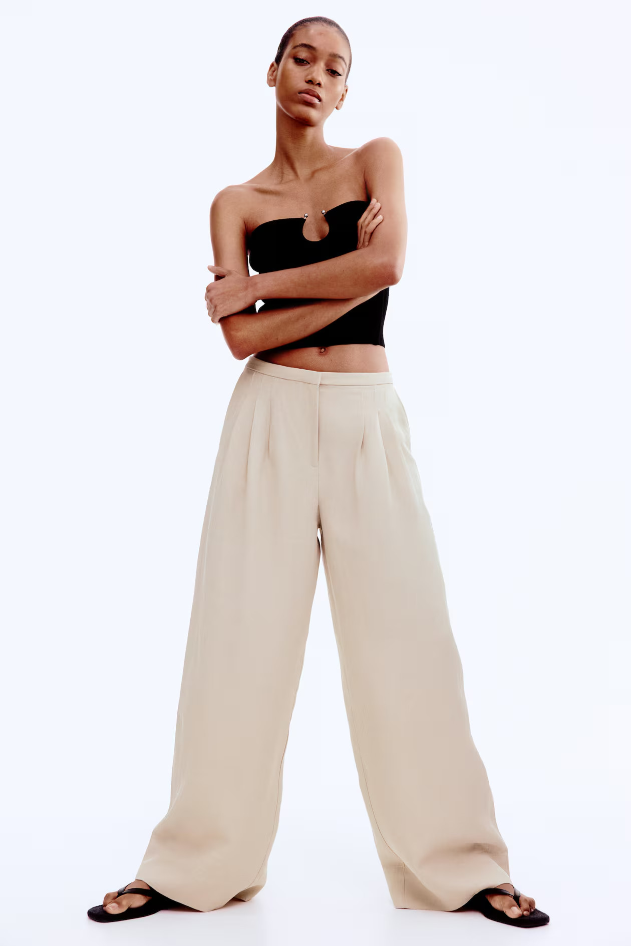 Wide linen-blend trousers | H&M (UK, MY, IN, SG, PH, TW, HK)