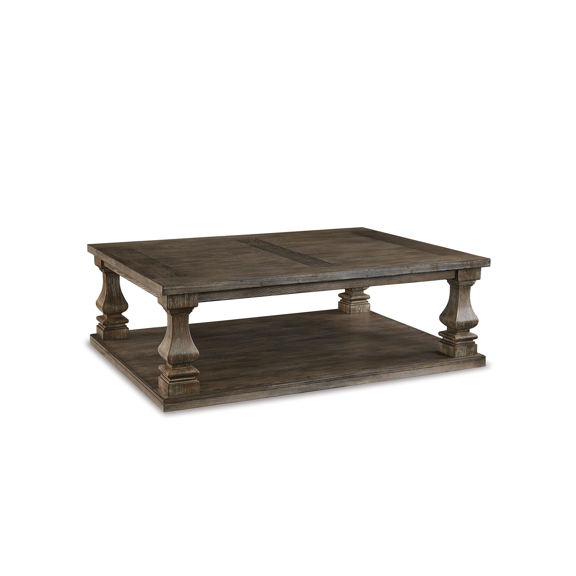 Signature Design by Ashley Johnelle Farmhouse Coffee Table with Weathered Gray Finish, Gray | Amazon (US)