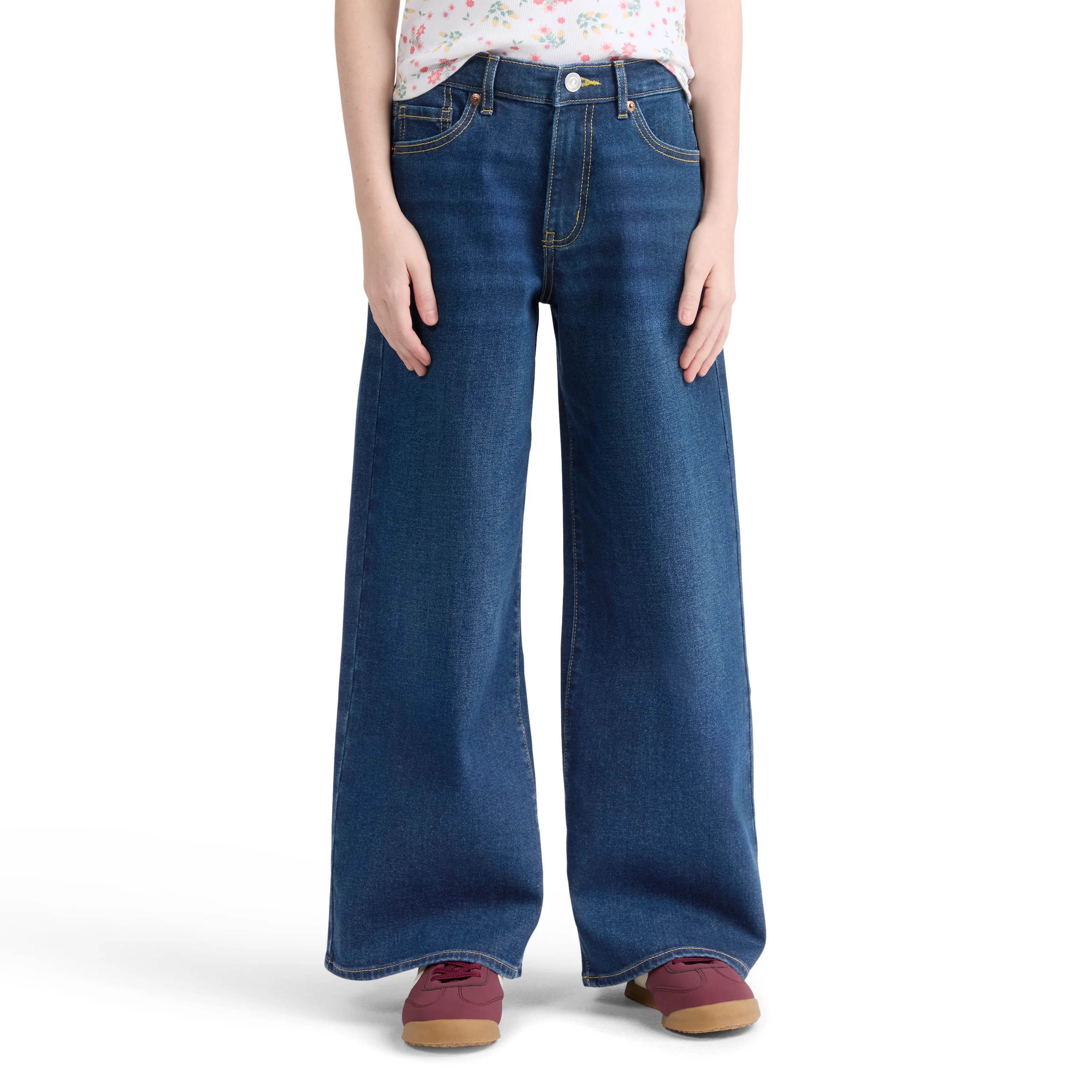 Levi Strauss Signature Girls Wide Leg Baggy Denim Jean, Size 5-18 | Walmart (US)