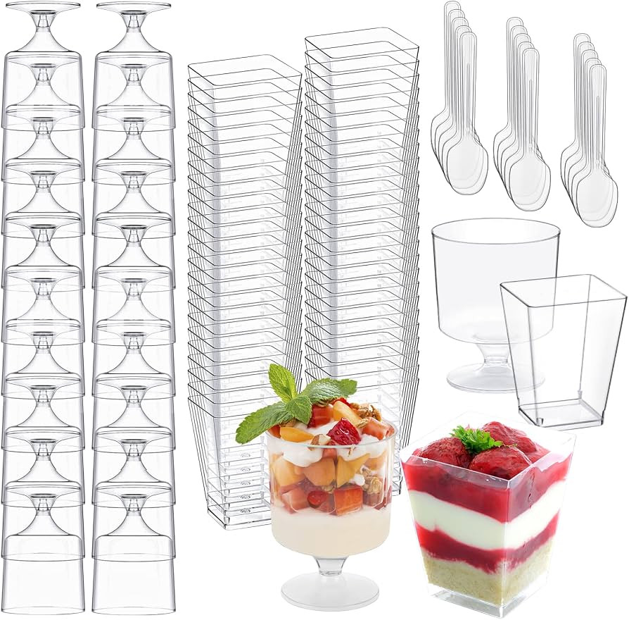 320-Pack Dessert Cups with Spoons 5 oz Mini Plastic Dessert Cups for Party Yogurt Parfait Jello F... | Amazon (US)