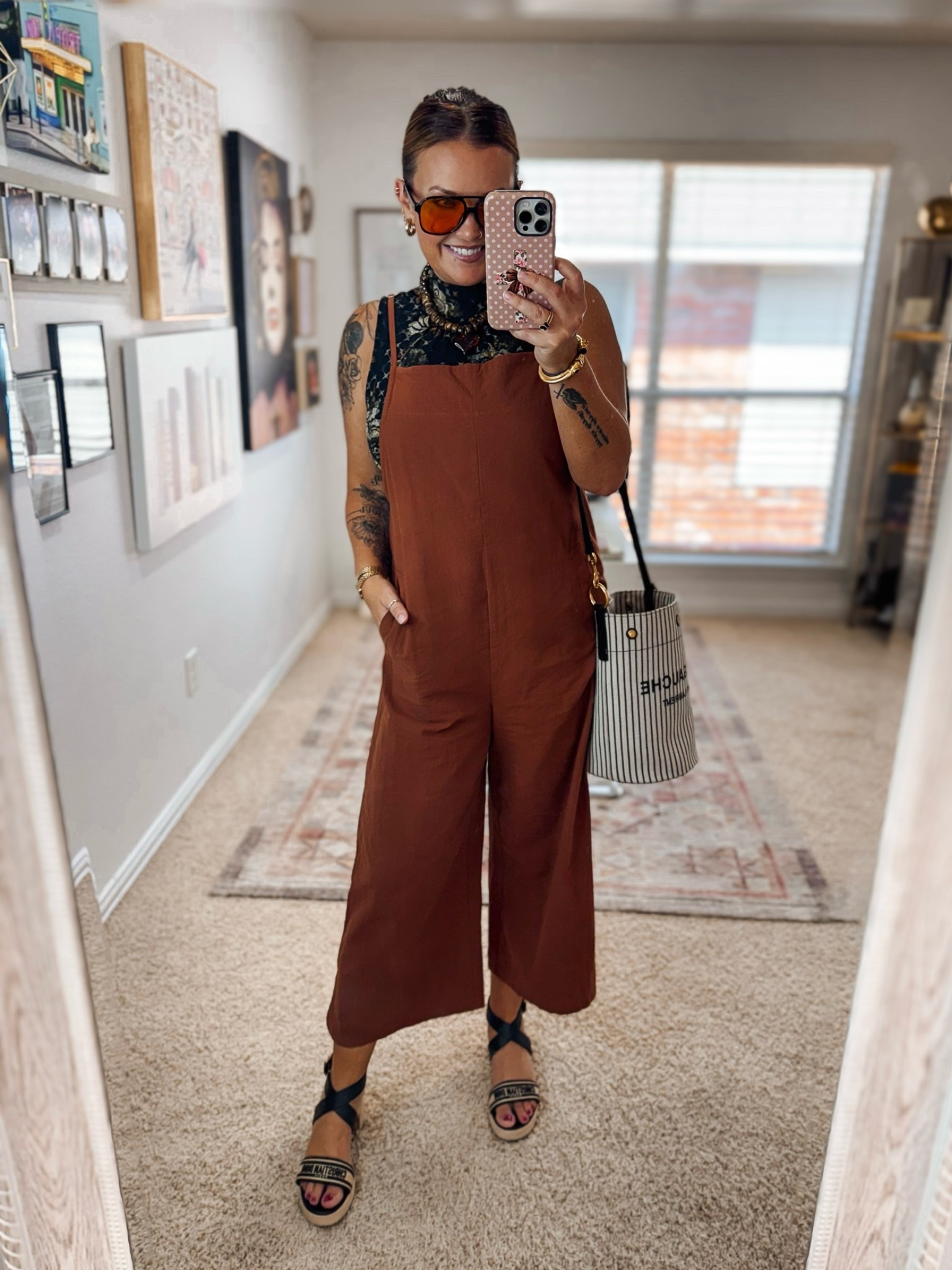 Early fall ootd 🍁 under $20 Amazon jumper (color rust) + Free People mock-neck lace top.

#LTKootd #LTKOver40