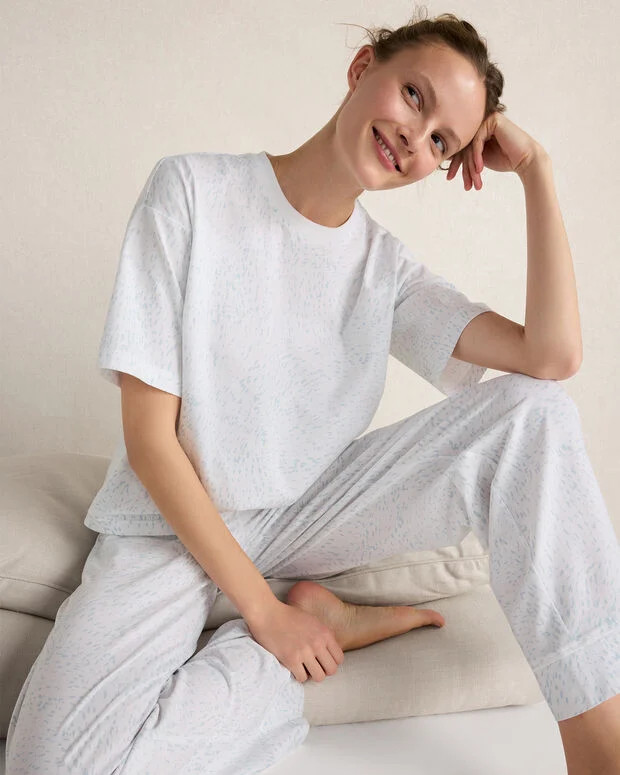 Organic Cotton Jersey Rippled Sand Pajama Tee | Talbots