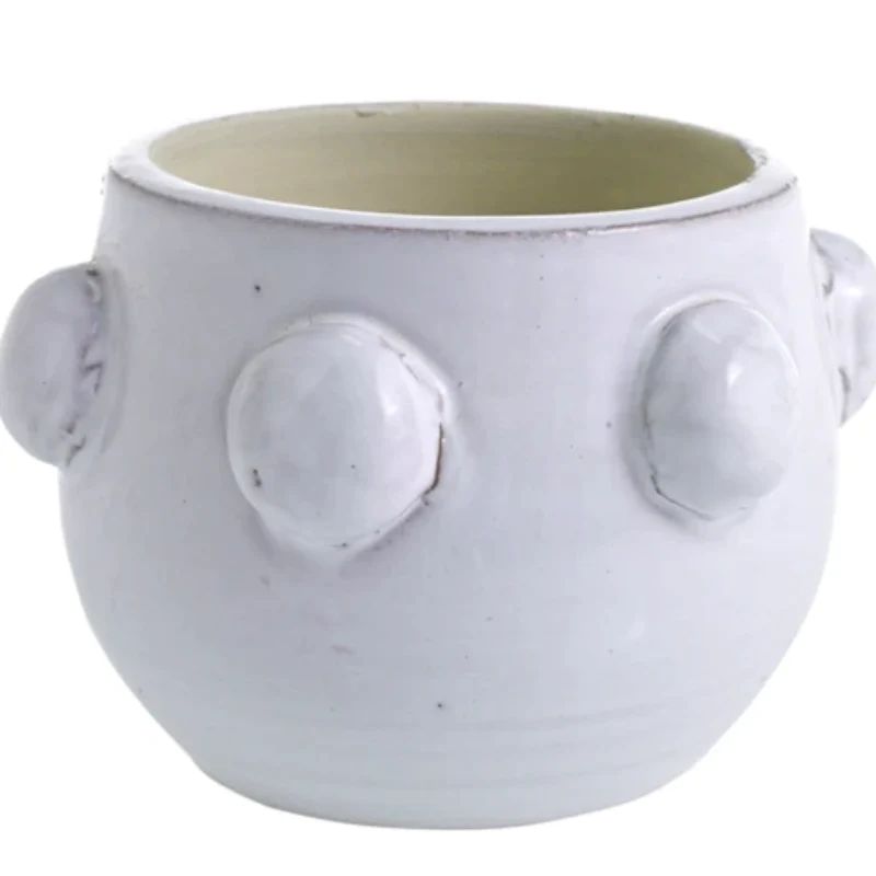 Small White Ceramic Dot Candle- 4.5" x 3.5" | Linen & Flax Co