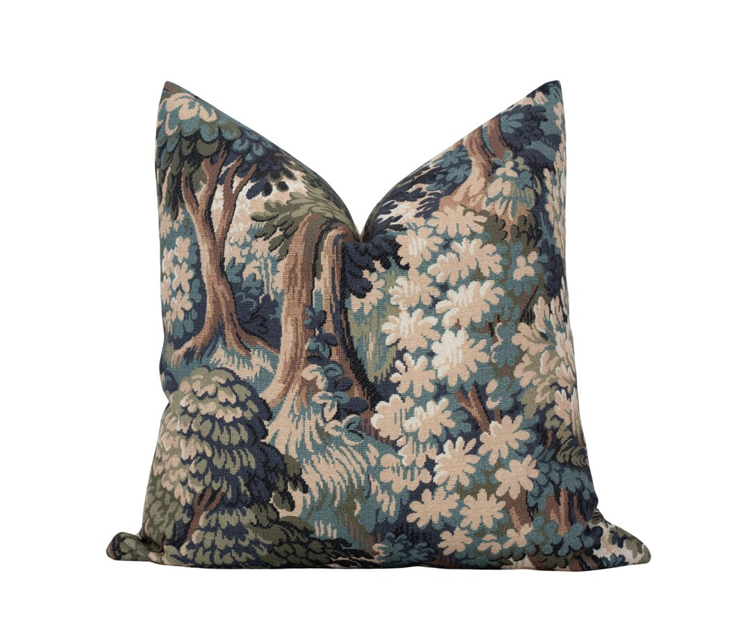 FINLEY || Forest Green Tapestry Pillow Cover Jewel Tone Pillow Moody Verdure Floral Pillow Cottag... | Etsy (US)