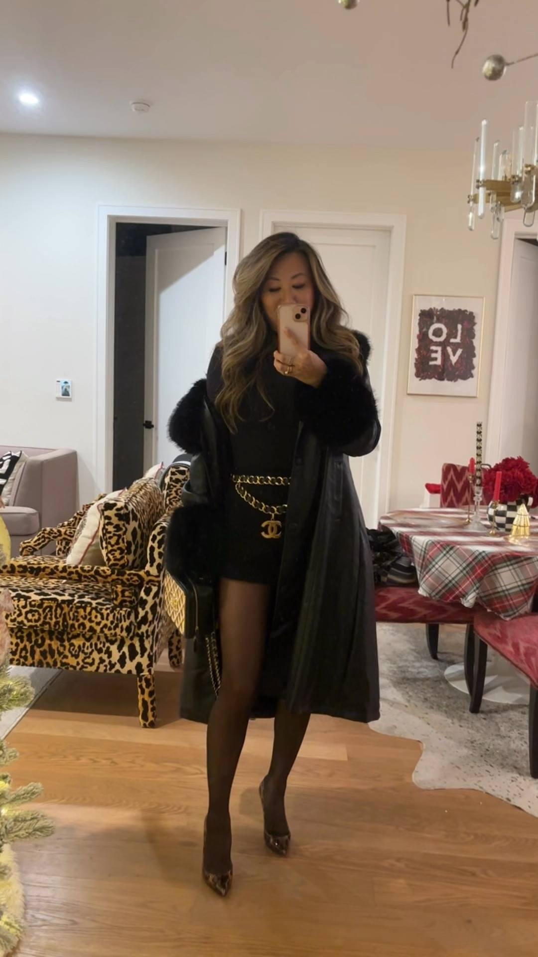 All black Ootn. Tweed shorts , best Amazon bodysuit, faux leather coat with fur, Pinterest style. Holiday outfit. Date night outfit 

#LTKVideo #LTKStyleTip #LTKHoliday