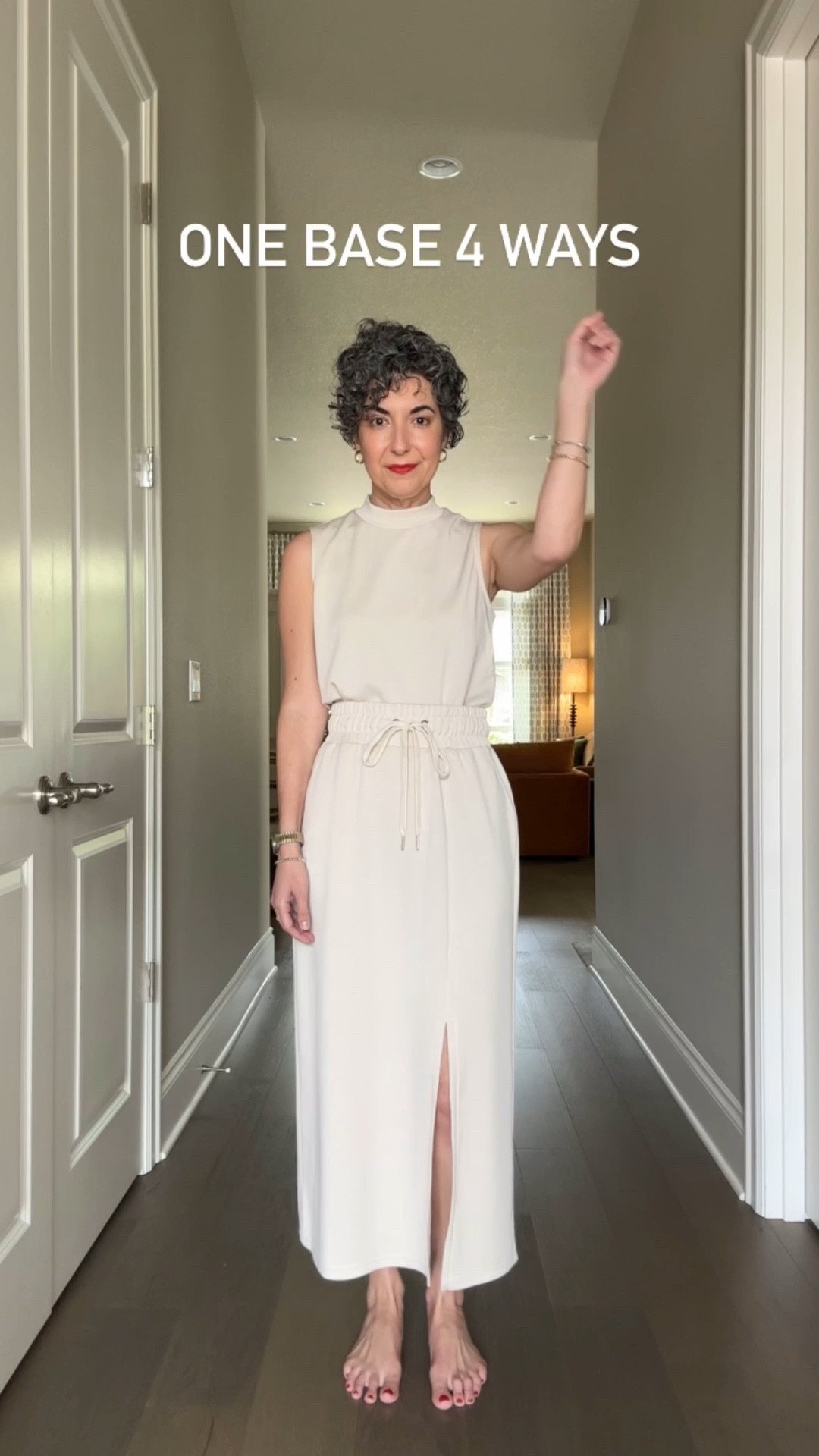 One Base 4 Ways 🤍// This set is so comfortable and is the same soft fabric as my favorite travel dress. I love the slit (it’s not too high) and I love that it can be dressed up or down. And both pieces can be worn with other items! I did a medium in this one and it fits comfortably. It’s also perfect for travel! 
.
Other sizes:
Gap sweater: small
Striped Shirt: small 
Polkadot Jacket: small 
Quince blazer: medium 
Adidas: 9.5
Archie’s flip flops: 9
Kitten heels: 40
.
.
#amazonfinds #grecerelle 

#LTKSeasonal