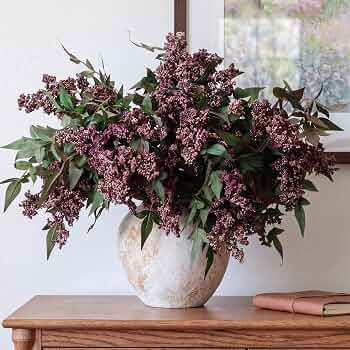 Zeyune 5 Pcs Artificial Dusty Plum Berry Stem Fall Faux Flowers Picks Branches Fake Realistic Sed... | Amazon (US)
