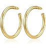 Hoop Earrings for Women, 14K Gold Plated/Silver Chunky Hoop Earring Hypoallergenic Sterling Silve... | Amazon (US)