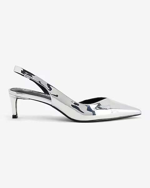 Metallic Slingback Kitten Heel Pumps | Express