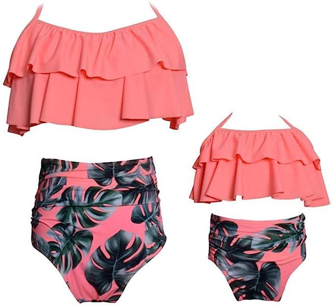 PURFEEL Mother and Daughter Swimwear Family Matching Swimsuit Girls Swimwear | Amazon (US)