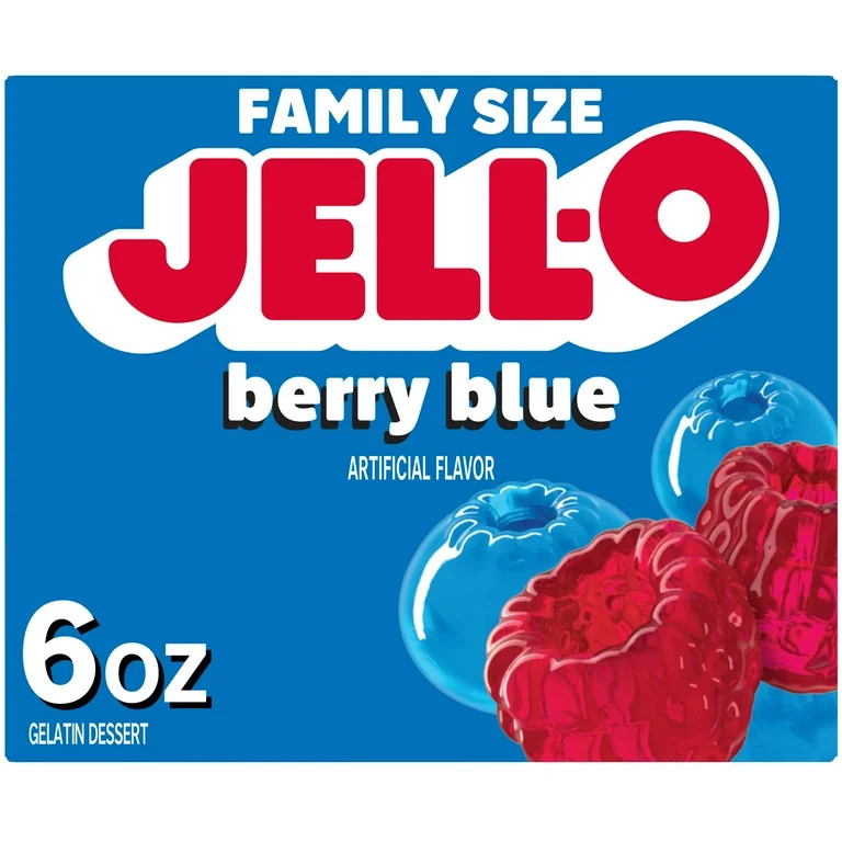 Jell-O Berry Blue Artificially Flavored Gelatin Dessert Mix, Family Size, 6 oz Box | Walmart (US)