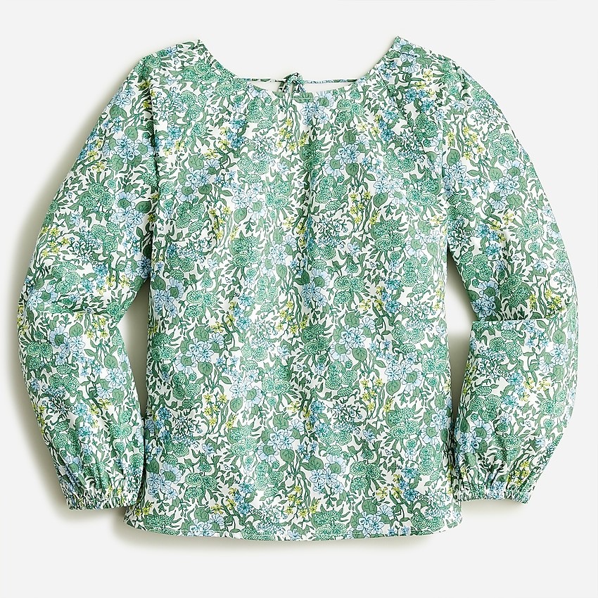 Tie-back stretch cotton poplin top in fête floral | J. Crew US
