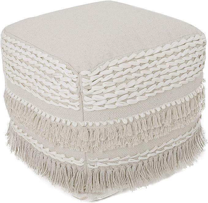 REDEARTH · UNSTUFFED Pouf Ottoman Cover Boho Textured Storage Cube Poof, Farmhouse Accent Pouffe... | Amazon (US)