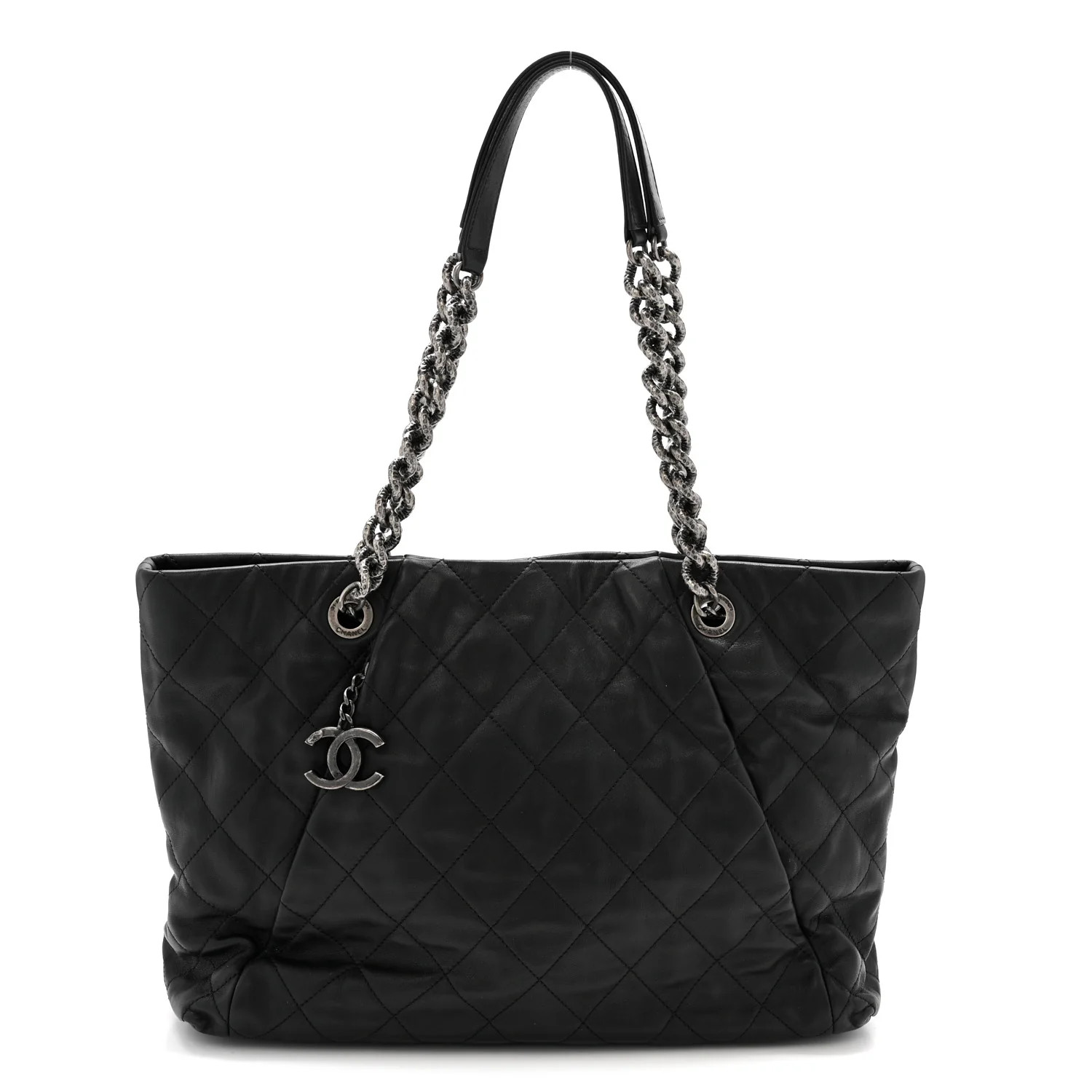 Calfskin Quilted Large Coco Pleats Tote Black | FASHIONPHILE (US)