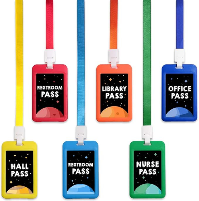 Hall Pass Lanyards Unbreakable Plastic School Passes Set for Teachers and Classroom Supplies Incl... | Amazon (US)