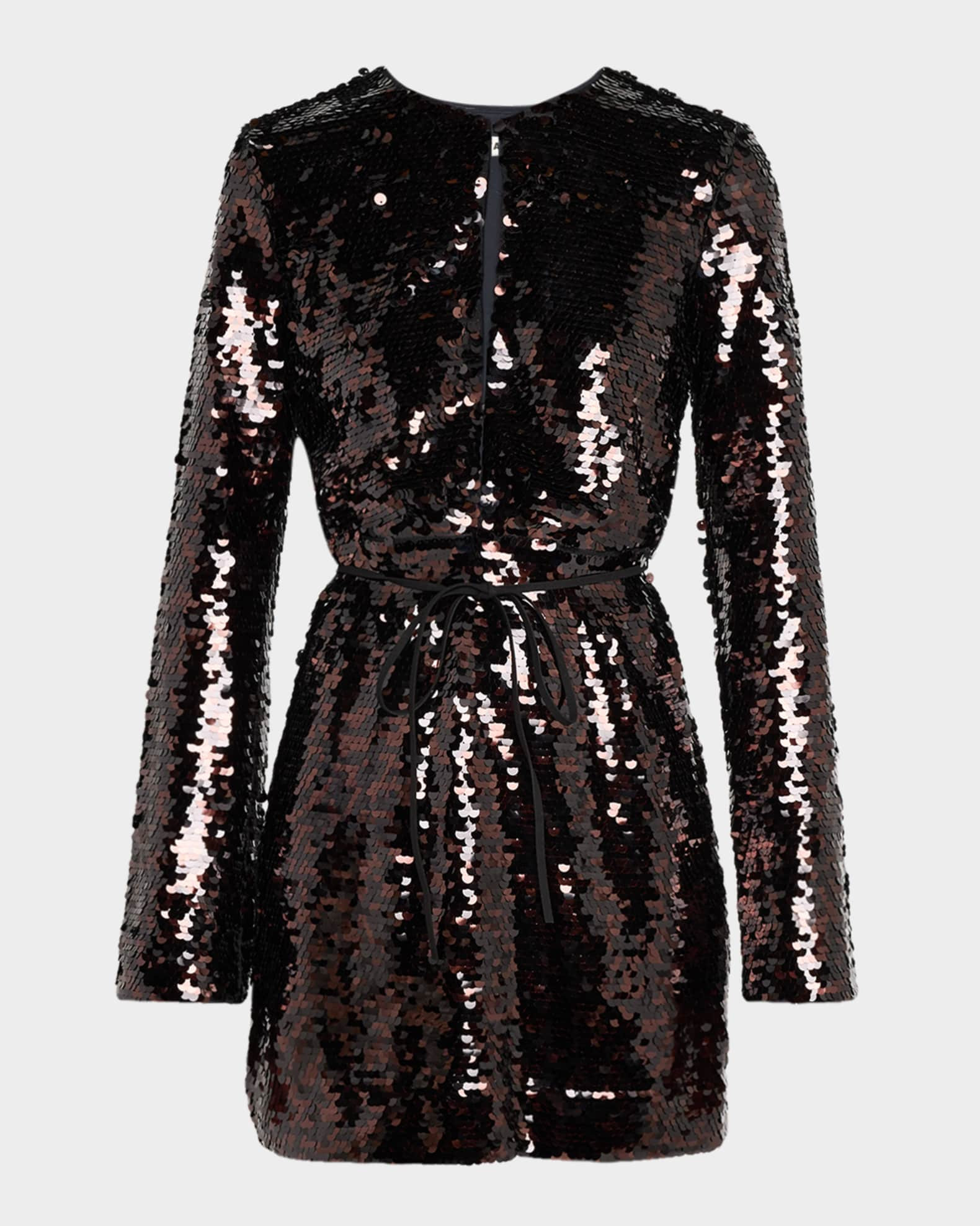 Fifi Sequined Long-Sleeve Mini Dress | Neiman Marcus