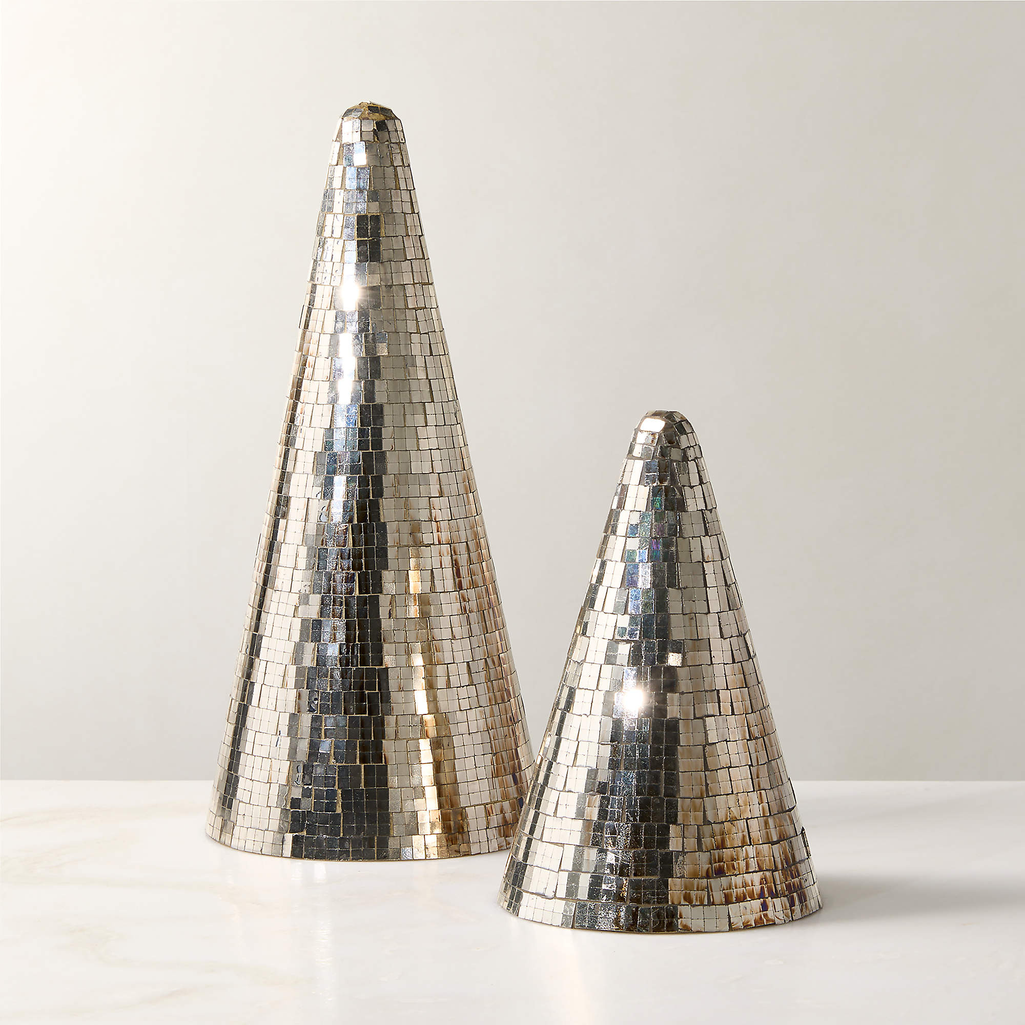 Selina Mirrored Christmas Tree Figure 8" | CB2 | CB2