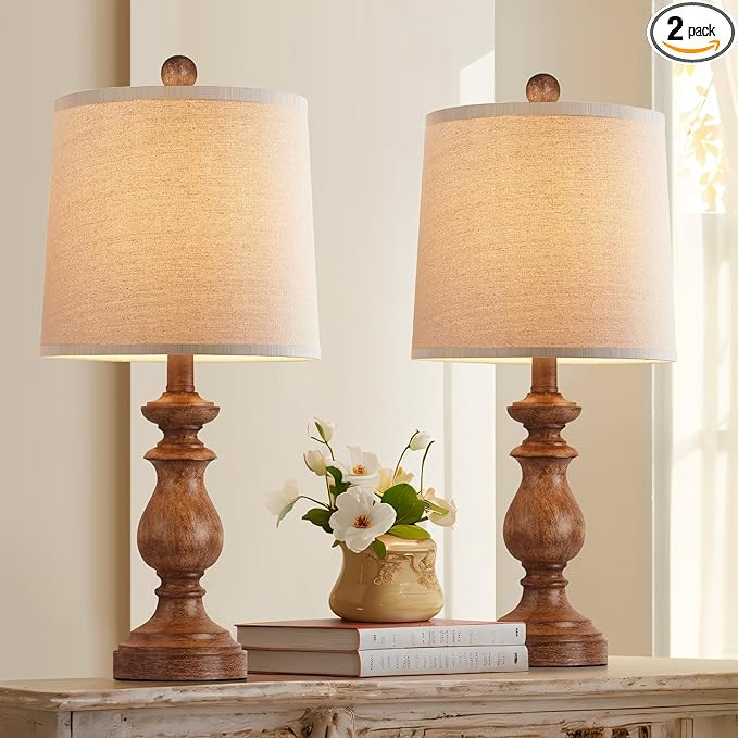 PARTPHONER Traditional Table Lamp Set of 2, Rustic Farmhouse Table Lamps for Living Room Bedroom,... | Amazon (US)