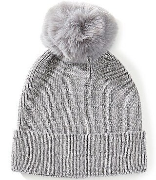 Anna Ava Metallic Pur Pom Beanie - Silver | Dillard's