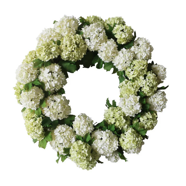 Snowball Hydrangea Faux Wreath - White | Cailini Coastal