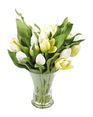 20in Tulip Arrangement In Glass Vase | Marshalls