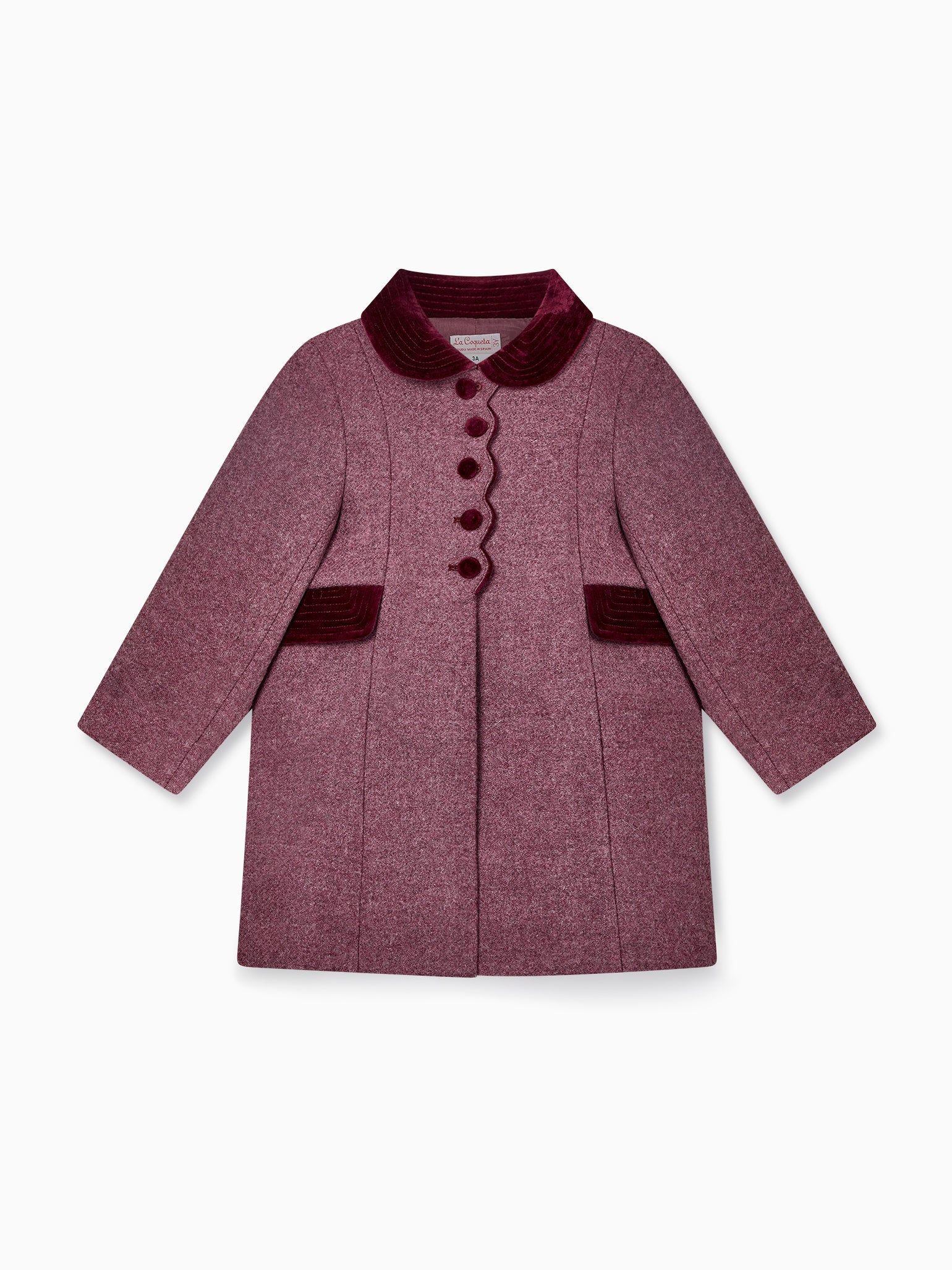 Burgundy Anisa Girl Wool Coat | La Coqueta (US)