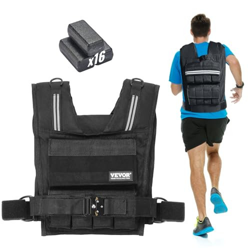 VEVOR Adjustable Weighted Vest, 35lb Weight Vest with Iron Weights, Shoulder Pad, and Reflective Stripe, Body Weight Vest Exercise Set for Men Women, Workout Equipment for Strength Training Running | Amazon (US)