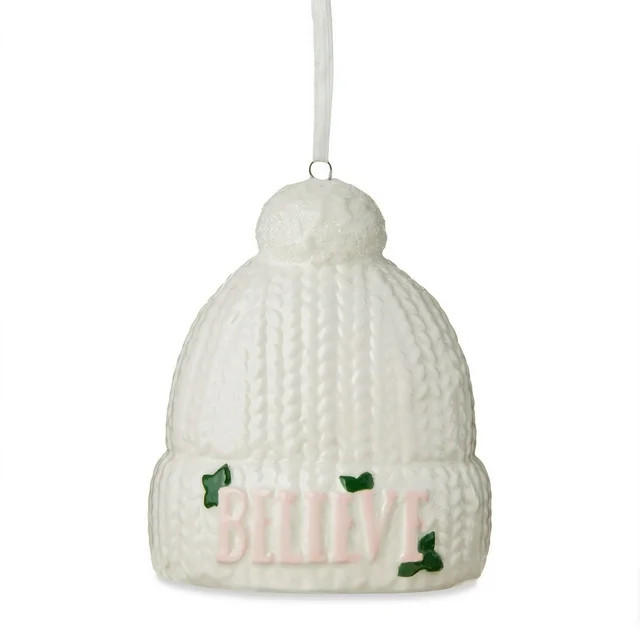 White, Pink and Green Ceramic Hat Christmas Ornament, 4.5 in, by Holiday Time - Walmart.com | Walmart (US)