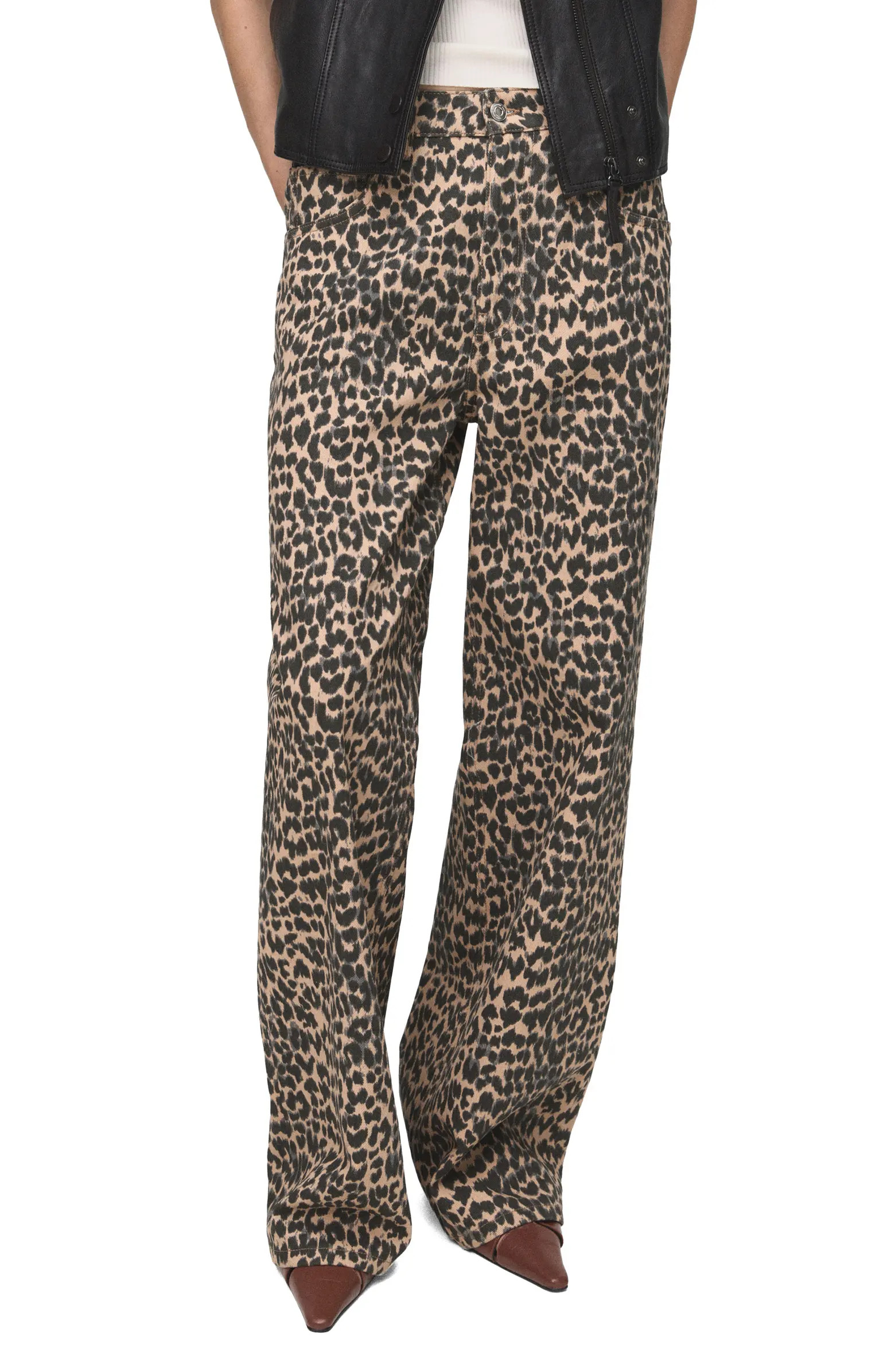 Leopard Print Straight Leg Jeans | Nordstrom