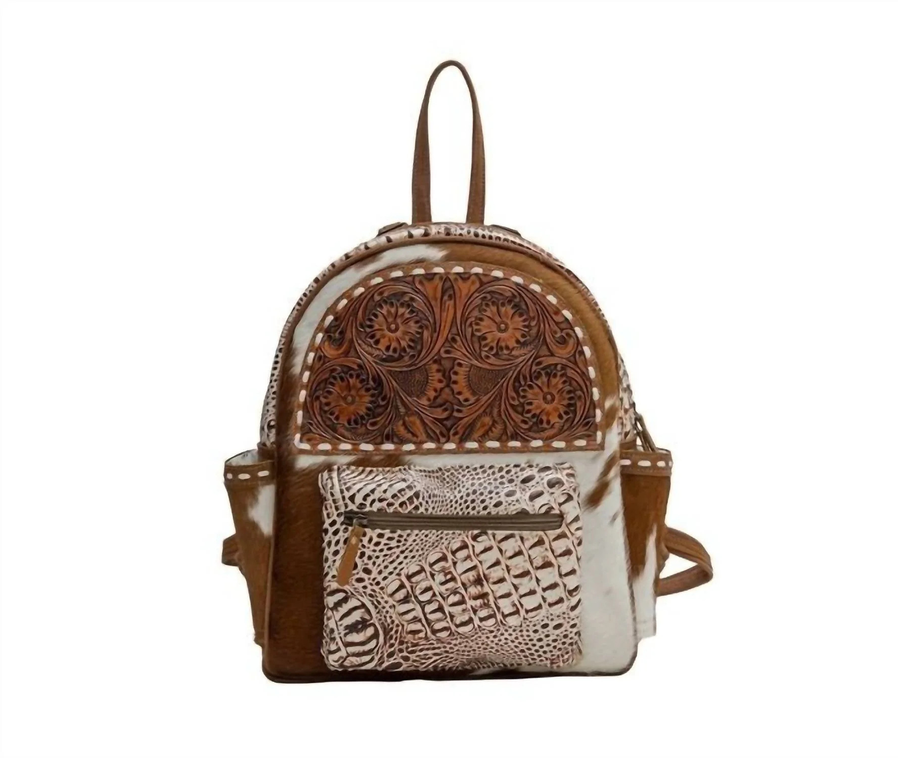 Trophy Hand Tooled Bag In Brown/ivory | Shop Simon