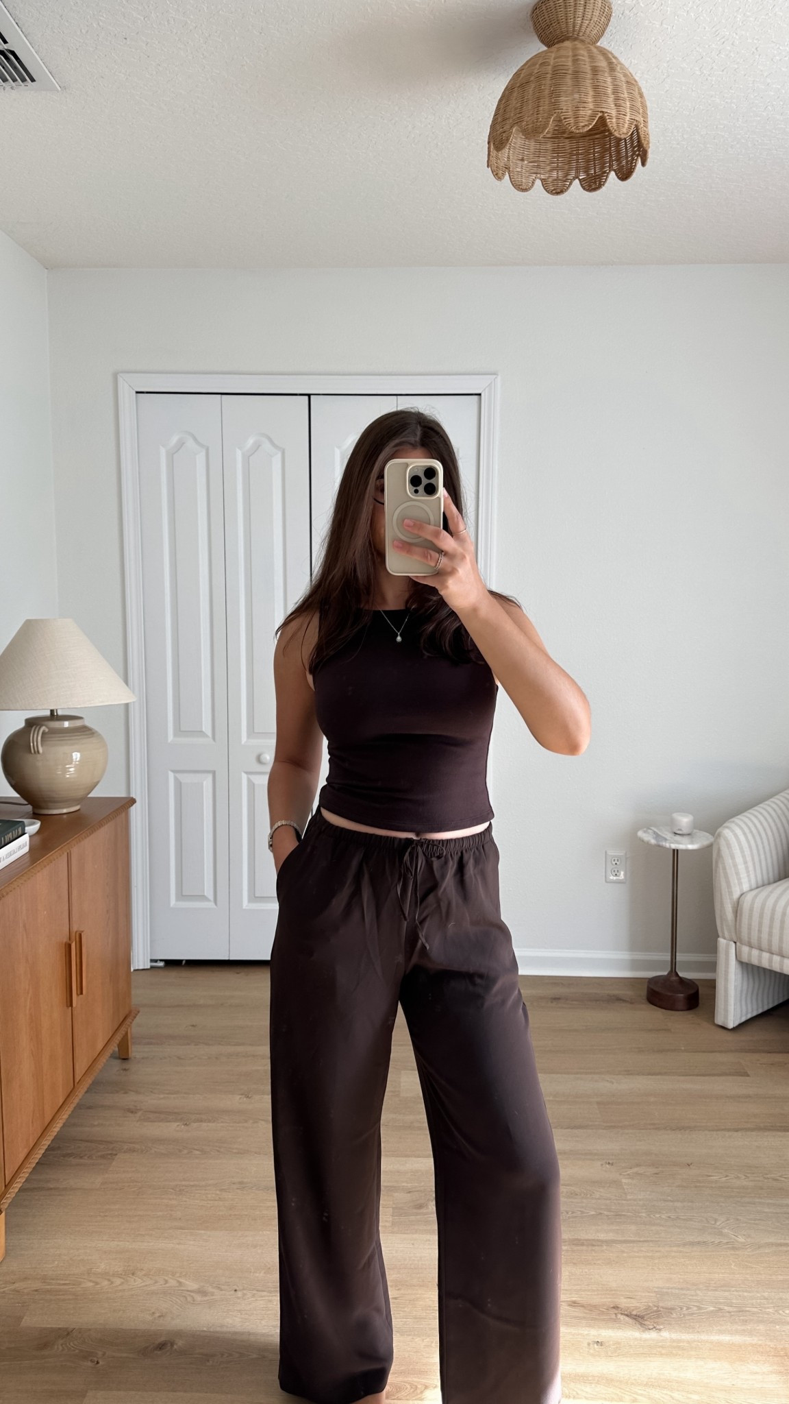 Gloomy wfh ootd 🤎🪵🐻 wearing small tank and xs pants 
Code: TREAT for 20% off

#LTKSeasonal #LTKFallSale #LTKSaleAlert