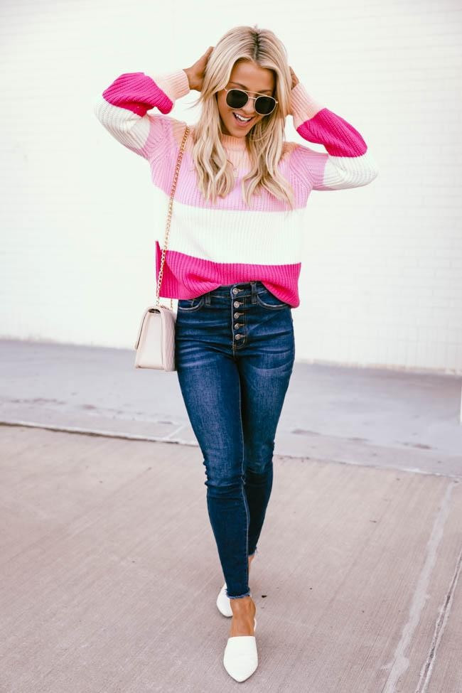 Inspire My Ideas Colorblock Pink Sweater | The Pink Lily Boutique