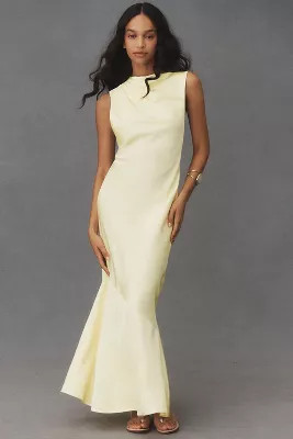 Significant Other Lana Cowl-Neck Tie-Back Satin Maxi Dress | Anthropologie (US)