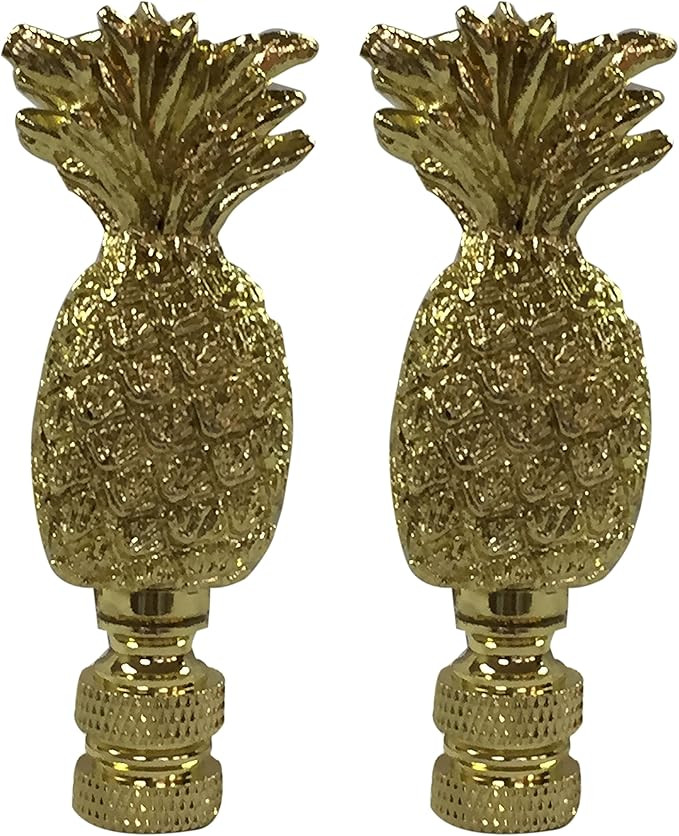 Royal Designs Trendy Resort Pineapple 2.75" Lamp Finial for Lamp Shade, Polished Brass - Set of 2 | Amazon (US)