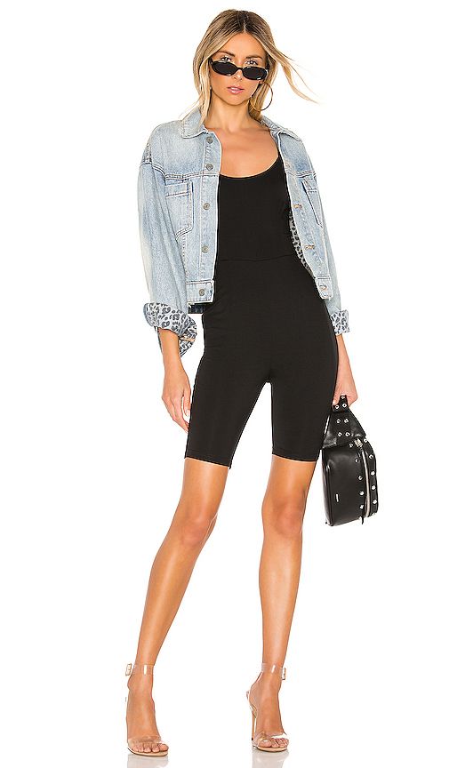 superdown Nadia Biker Short Romper in Black. - size XL (also in S) | Revolve Clothing (Global)