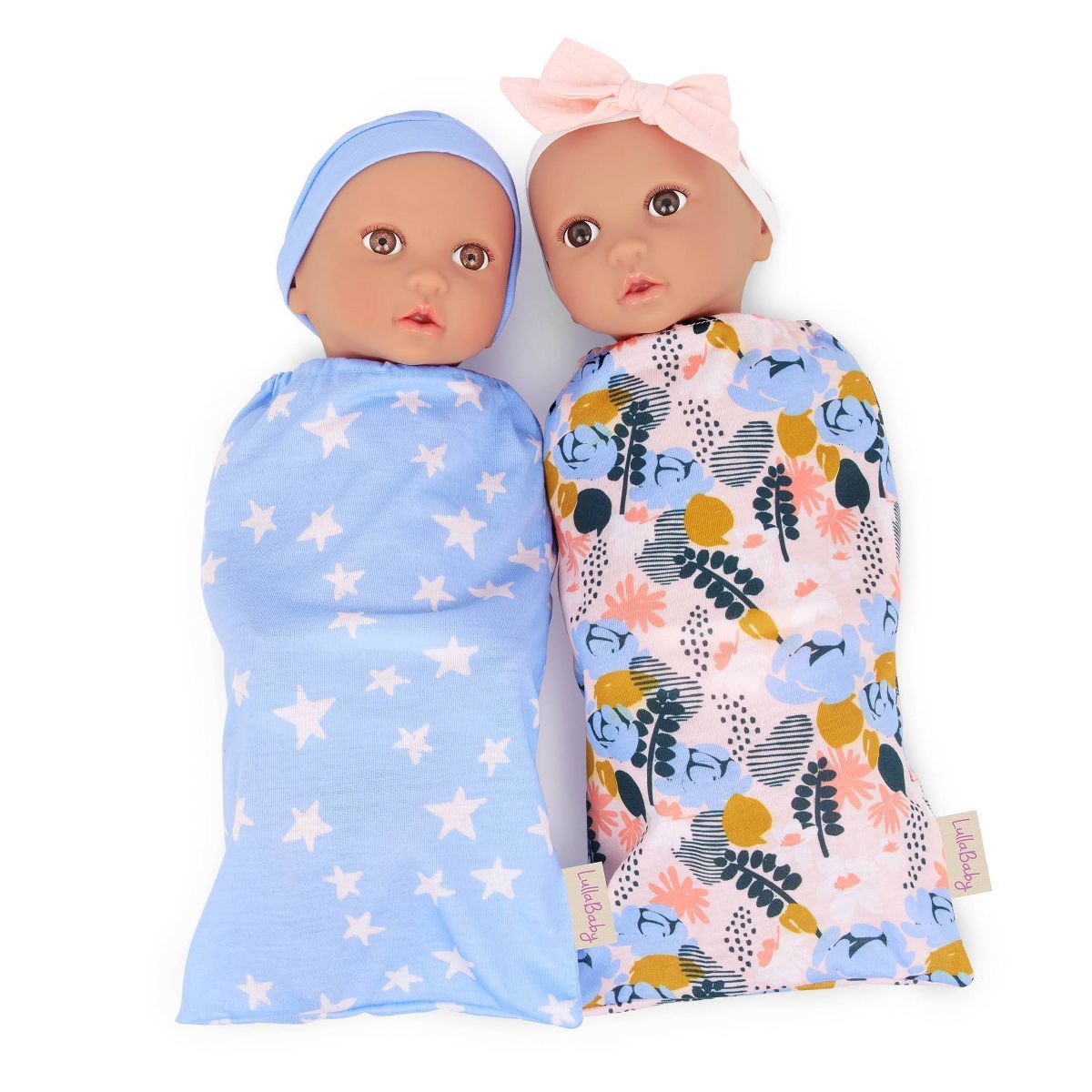 LullaBaby Twin Dolls Set With Floral And Star Sleep Sacks | Target