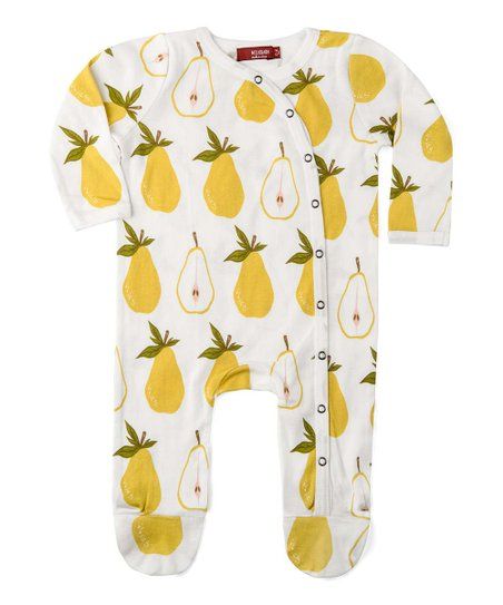 White & Yellow Pear Organic Cotton Footie - Infant | Zulily