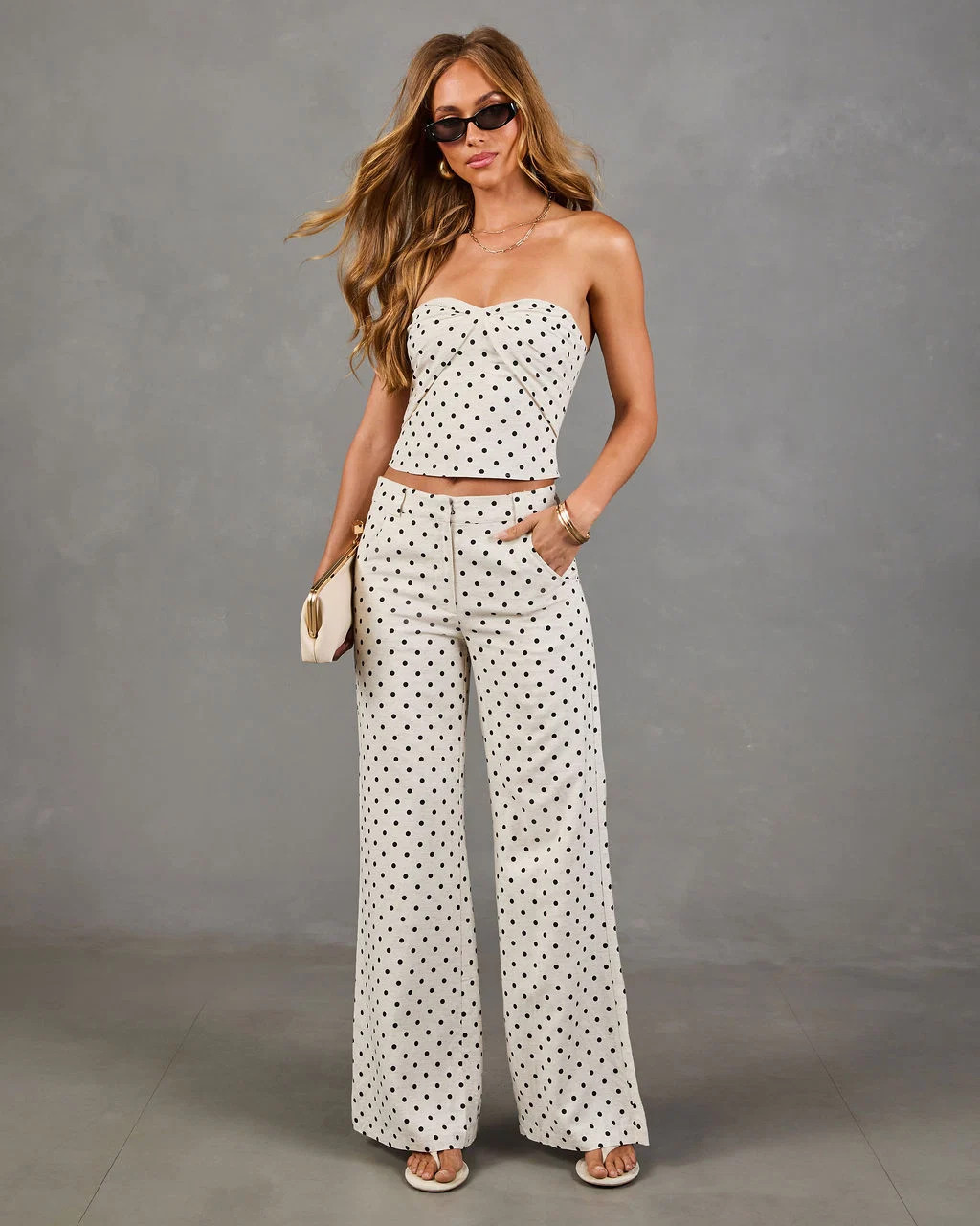 Leyah Linen Blend Polka Dot Top | VICI