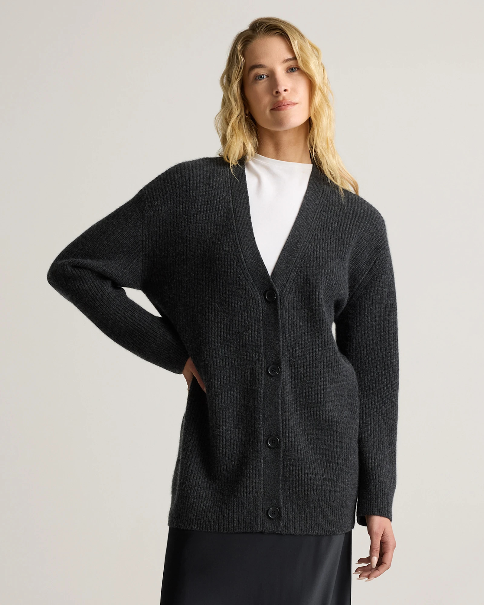 Mongolian Cashmere Oversized Boyfriend Cardigan Sweater | Quince