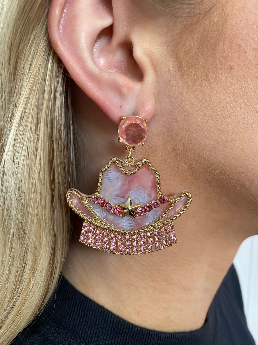 Pink Rhinestone Cowgirl Earrings | Willow Boutique