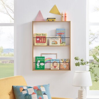 Danya B. Steiner Kids' Bookshelves Beech 2-Compartment Kids Floating Bookshelf (2-in W x 27.5-in ... | Lowe's