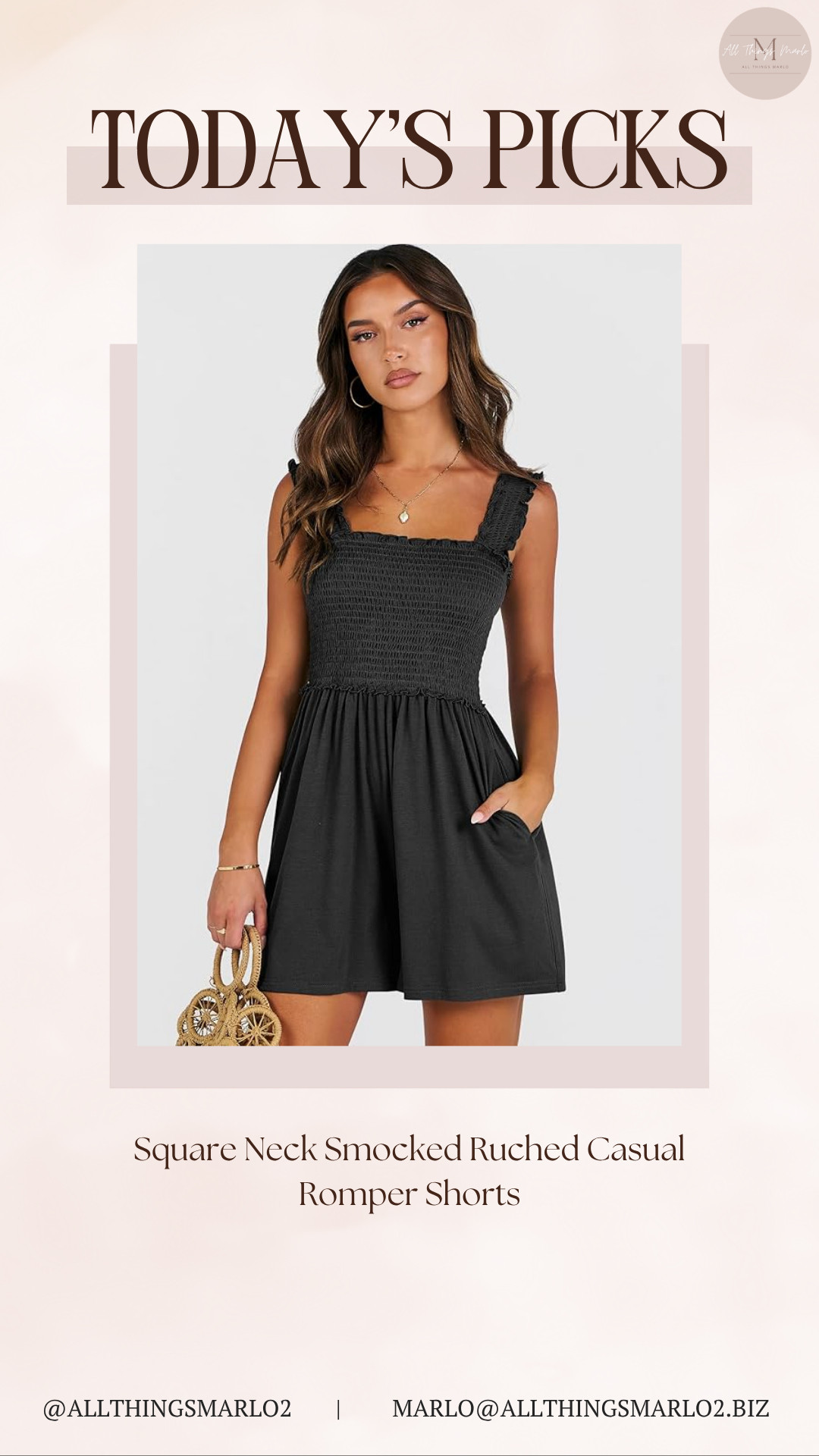 Square Neck Smocked Ruched Casual Romper Shorts 

 #LTKSeasonal #LTKWorkwear #LTKTravel