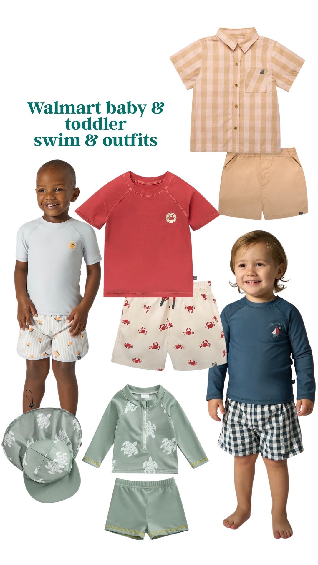 Baby and toddler boys outfits and swimsuits 
