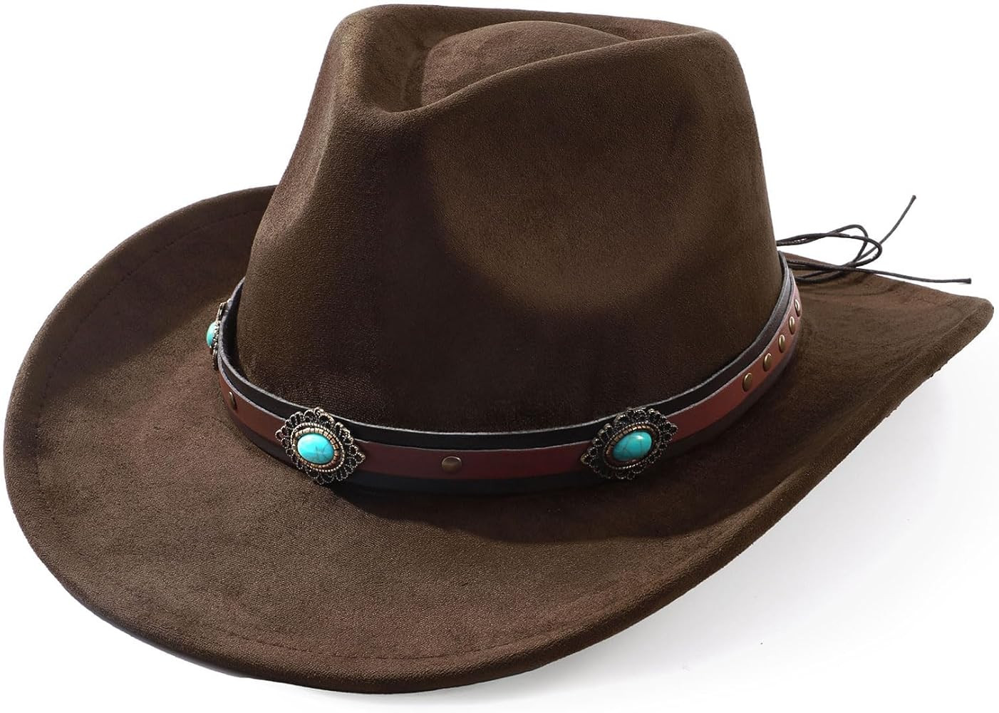 SANSTHS Cowboy Hats for Men Women Cowgirl Hat Wide Brim Felt Hats Western Leather Cowboy Hats for... | Amazon (US)