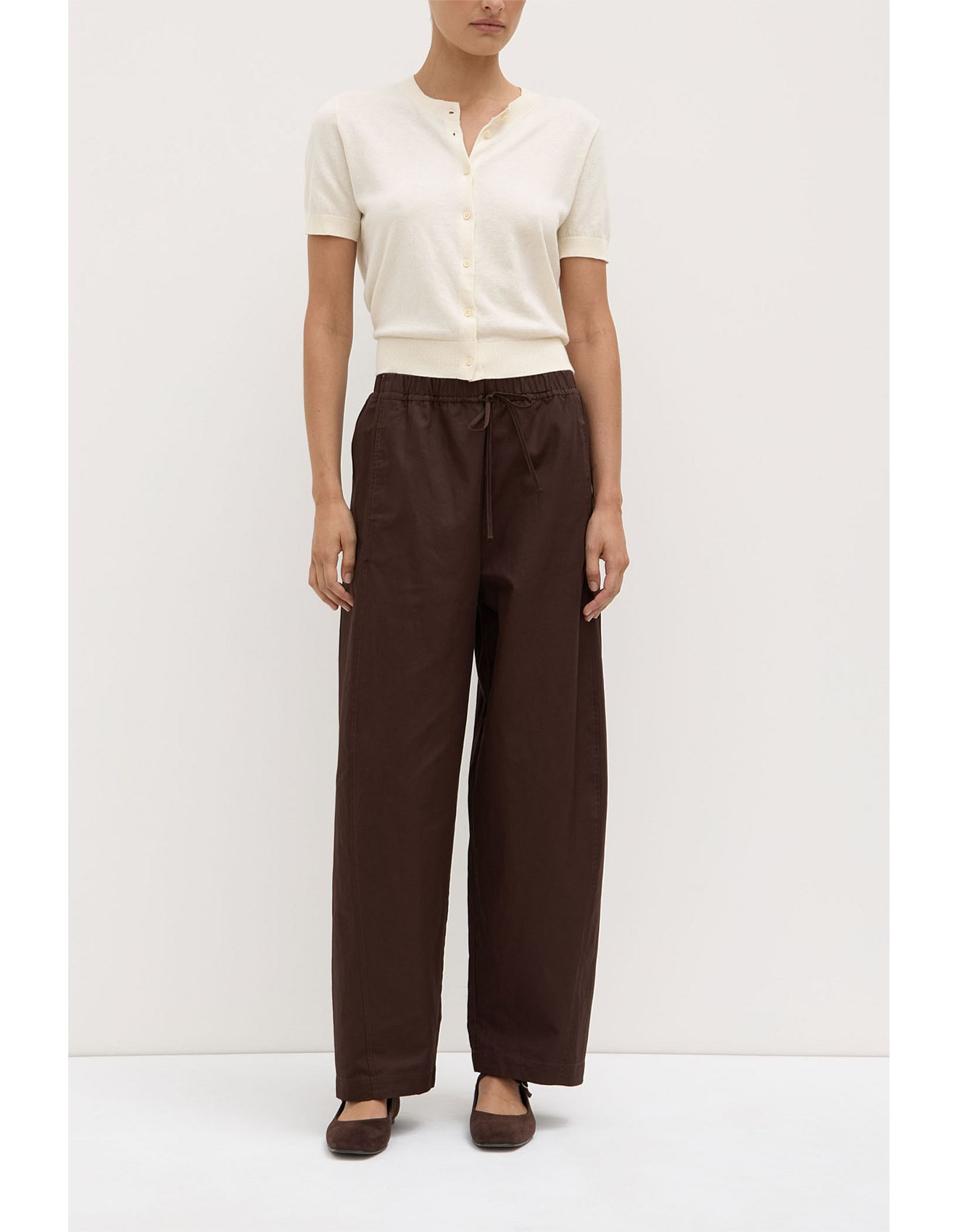 Loxley Cotton Blend Pant Ganache | David Jones (Australia & New Zealand)