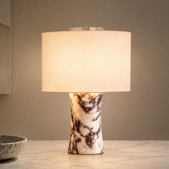 WMK Marble Lamp Cordless, Rechargeable Marble Touch Lamp with 3 Color, Linen Lampshade Stepless D... | Amazon (US)