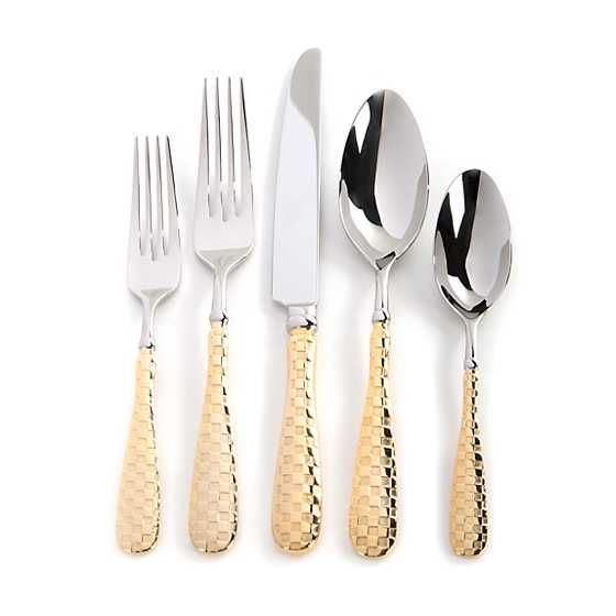 Gold Check Flatware 5-Piece Place Setting | MacKenzie-Childs